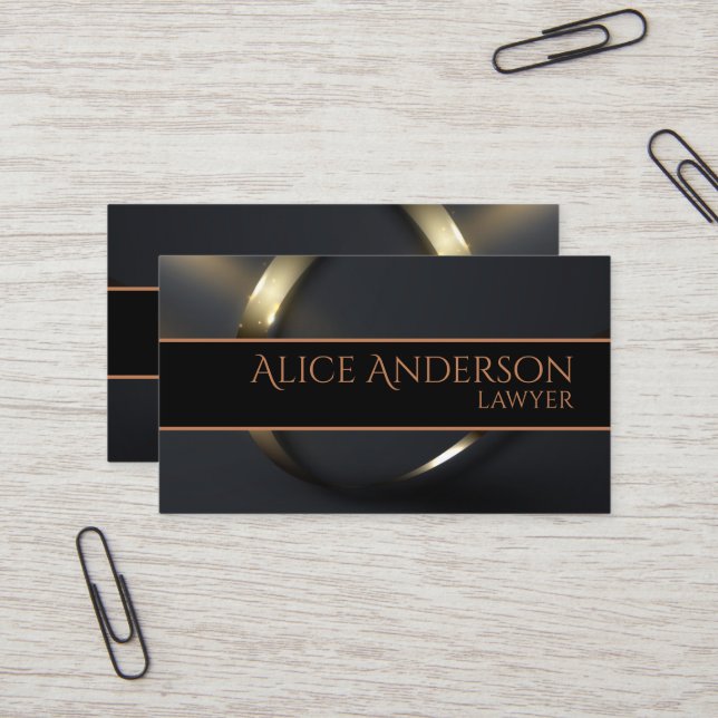 Luxury black gold elegant lawyer  Business Card (Front/Back In Situ)