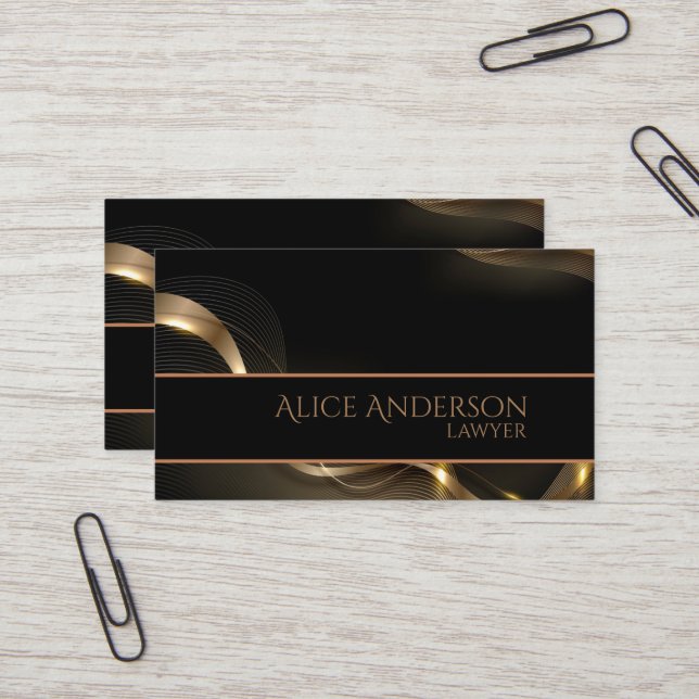Luxury black gold elegant lawyer  Business Card (Front/Back In Situ)