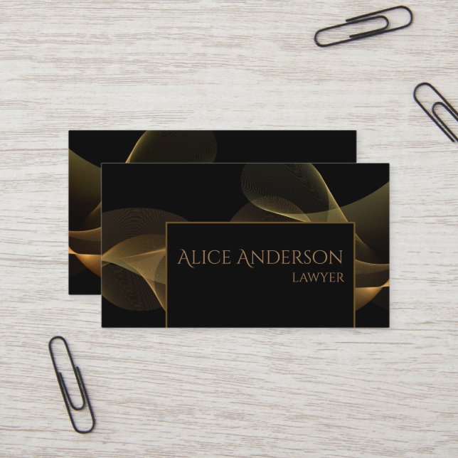 Luxury black gold elegant lawyer  Business Card (Front/Back In Situ)