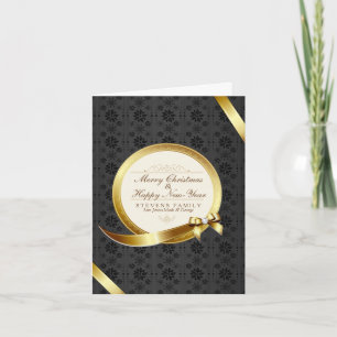 Luxury Black & Gold Elegant Merry Christmas Holiday Card