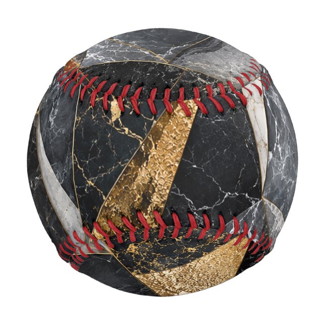 Luxury Black Gold Emerald Marble Baseball (Back)