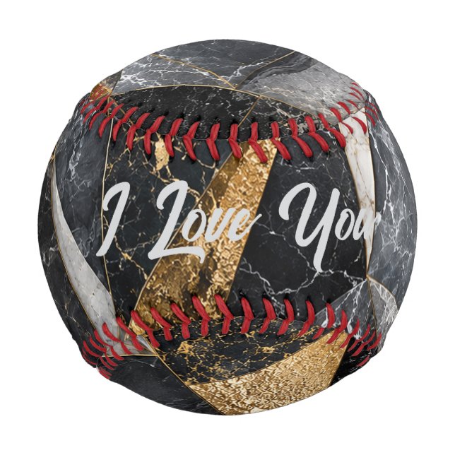 Luxury Black Gold Emerald Marble Baseball (Back)