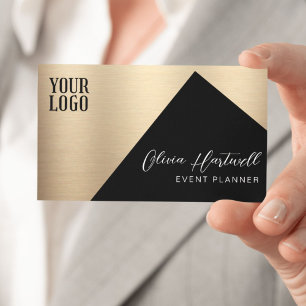 Luxury Black & Gold Event Planner Business Card