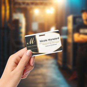 Luxury Black Gold Executive Name Badge ID Badge