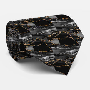 Luxury Black Gold Faux Glitter Faux Silk Tie