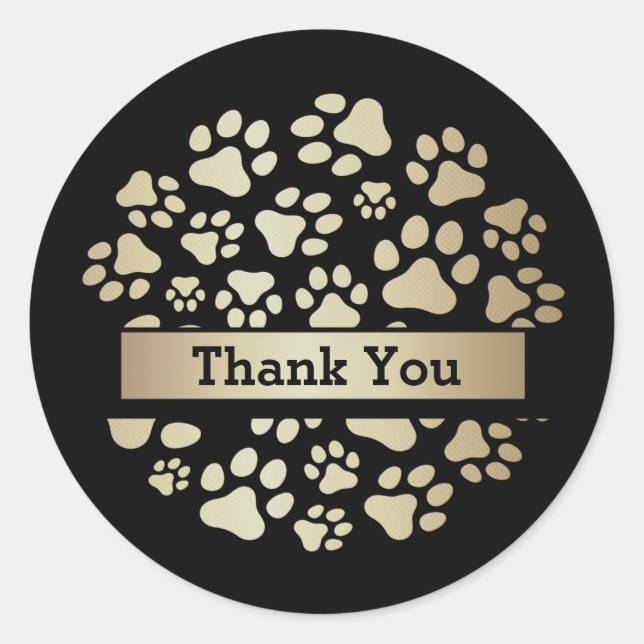 Luxury Black Gold Foil Pet Supplies Store  Classic Round Sticker (Front)