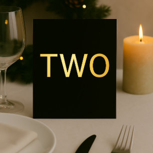 Luxury Black & Gold Foil Table Number for Weddings