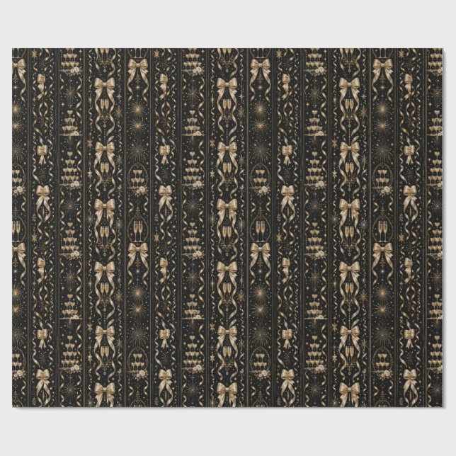 Luxury Black Gold Gift Wrap | Art Deco (Flat)