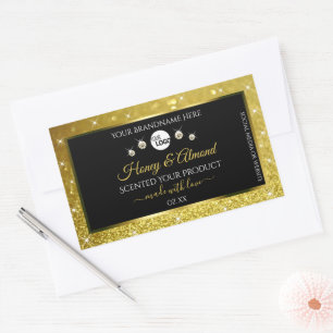 Luxury Black Gold Glitter Product Labels with Logo