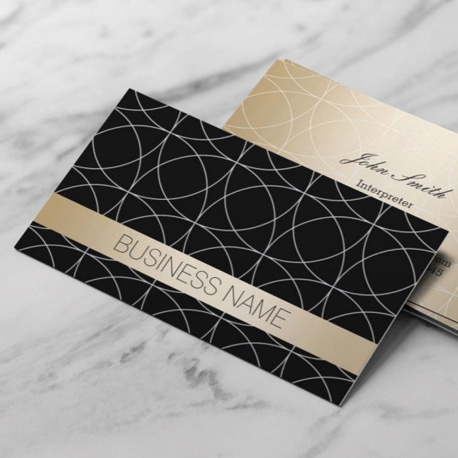 Luxury Black & Gold Interpreter Business Card (Creator Uploaded)