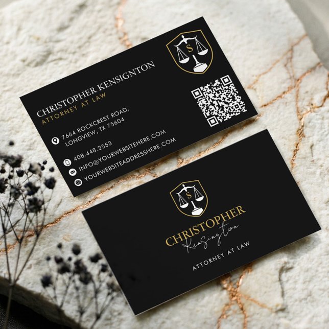 Luxury Black Gold Lawyer Attorney At Law Monogram  Business Card (Luxury Black Gold Lawyer Attorney At Law Monogram Business Card)