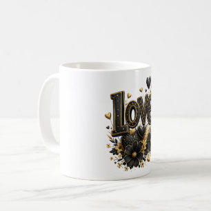 Luxury Black & Gold Love T-Shirt Elegant Romanti Coffee Mug