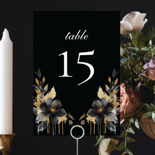 Luxury Black Gold Mexican Style Quinceañera Table Number