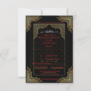 Luxury Black & Gold Muslim RSVP Card  