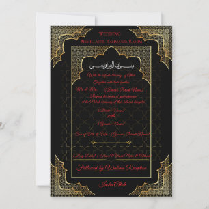 Luxury Black & Gold Muslim Wedding Invitation