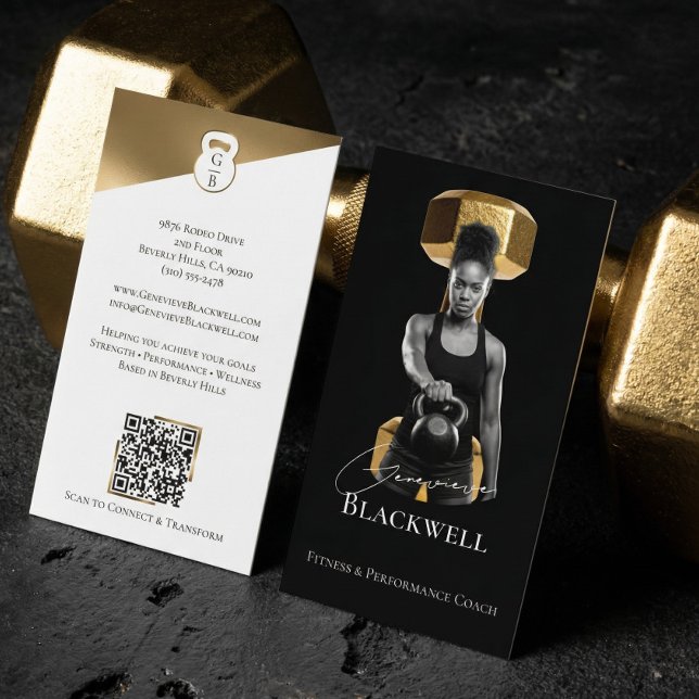 Luxury Black Gold Personal Trainer Fitness Photo  Business Card (Luxury Black Gold Personal Trainer Fitness Photo Business Card)