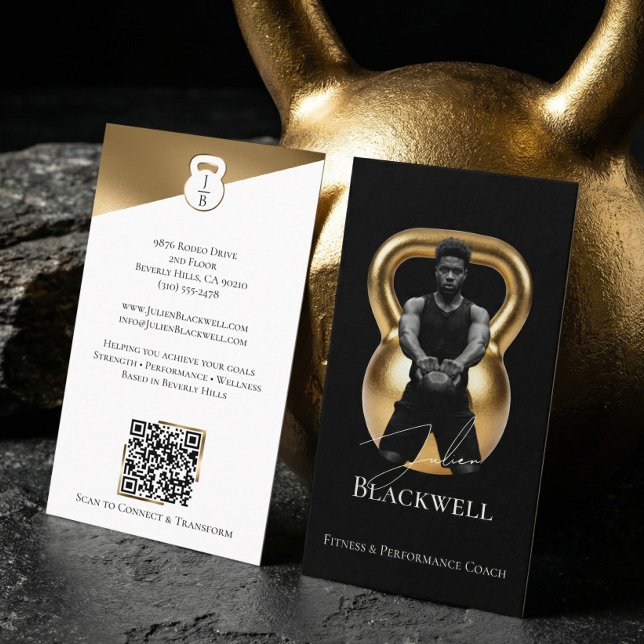 Luxury Black Gold Personal Trainer Fitness Photo  Business Card (Luxury Black Gold Personal Trainer Fitness Photo Business Card)