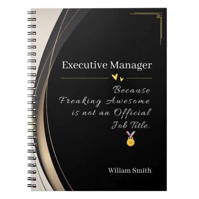 Luxury Black & Gold Personalised Notebook (Front)