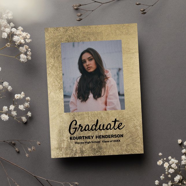 Luxury Black Gold Photo Graduation Invitation (Luxury Black Gold Photo Graduation )