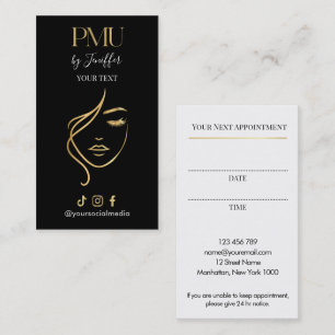 Luxury Black & Gold PMU Appointment Card