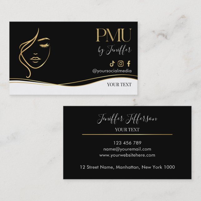 Luxury Black & Gold PMU Bussines card (Front/Back)