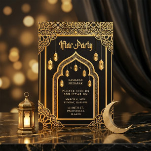 Luxury Black Gold Ramadan Iftar Invitation