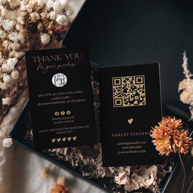 Luxury Black Gold Review Thank You QR Code Business Card (Luxury Black Gold Review Thank You QR Code Business Card)