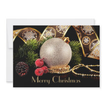 Luxury Black Gold Silver Classic Christmas Card