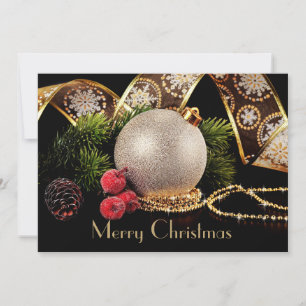 Luxury Black Gold Silver Classic Christmas Card