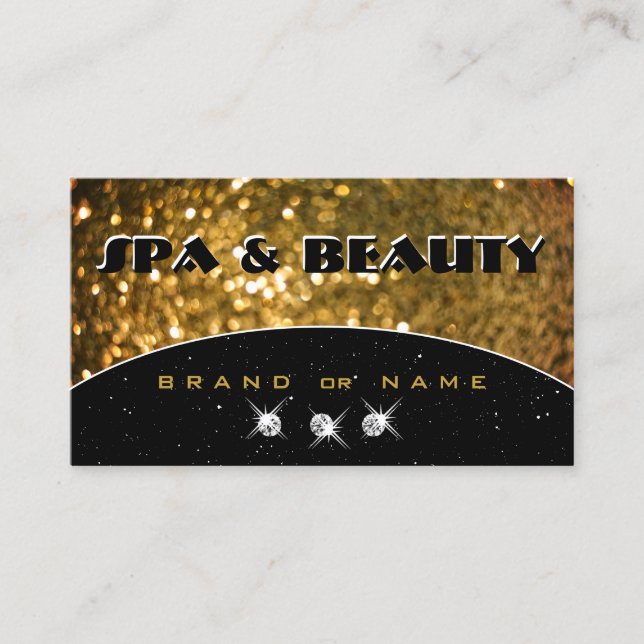 Luxury Black Gold Sparkle Glitter Stylish Elegant Business Card (Front)