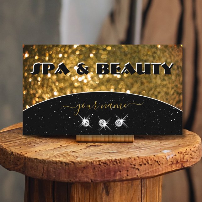 Luxury Black Gold Sparkle Glitter Stylish Shimmery Business Card (Creator Uploaded)