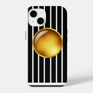 Luxury Black & Gold Striped iPhone 16 Case Gloss