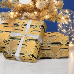 Luxury Black Gold Vintage Car Wrapping Paper