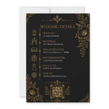 Luxury Black & gold Wedding Details Card