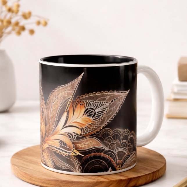 Luxury black & golden Feathers  Marble Coffee Mug  (Creator Uploaded)