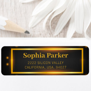 Luxury Black Golden Funny Script Return Address Label
