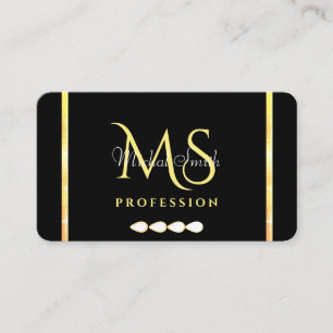 Luxury Black Golden Sparkle Jewels Monogram Ornate Business Card