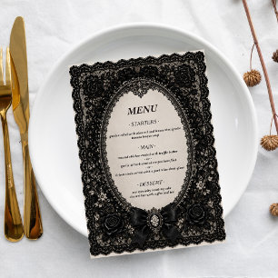 Luxury Black Lace Gothic Victorian Wedding Menu