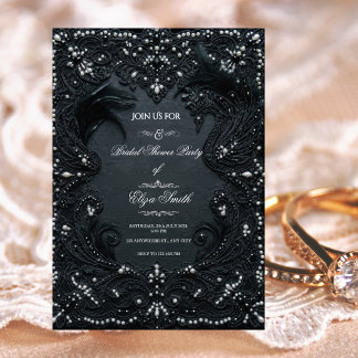 Luxury Black Lace Victorian Bridal Shower Invitation