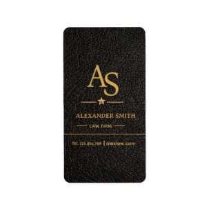 Luxury Black Leather Gold Monogram Business Brand Label