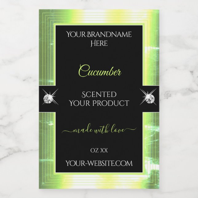 Luxury Black Light Green Brilliants Product Label (Single Label)