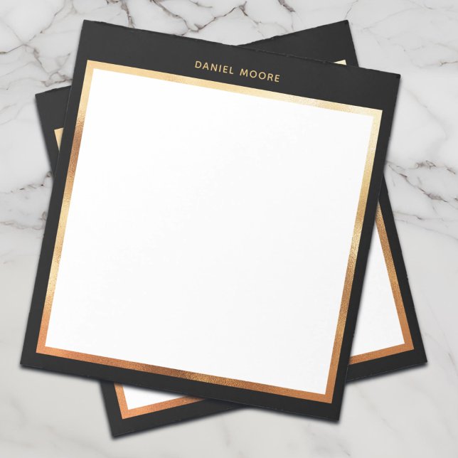 Luxury Black & Metallic Gold Frame  Monogram Notepad (Creator Uploaded)