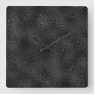 Luxury black monochromatic glittery background square wall clock