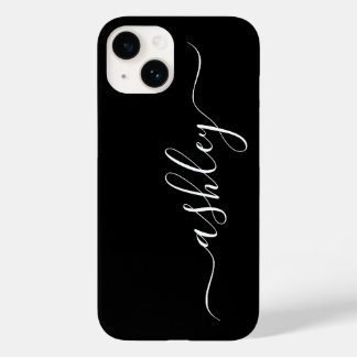 Luxury Black Phone Case with Custom Name.