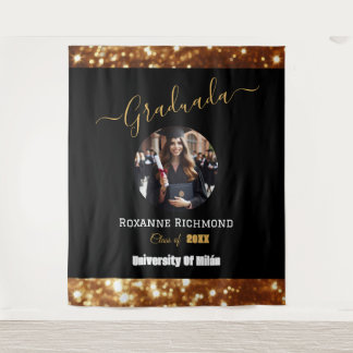 Luxury Black Photo Elegant Graduated Signature Tapestry