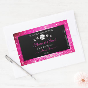 Luxury Black Pink Glitter Product Labels with Logo