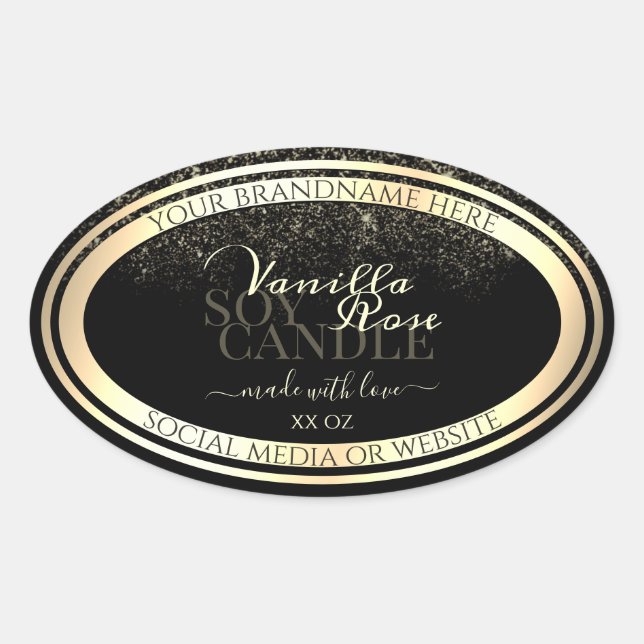 Luxury Black Product Packaging Labels Gold Frame (Front)