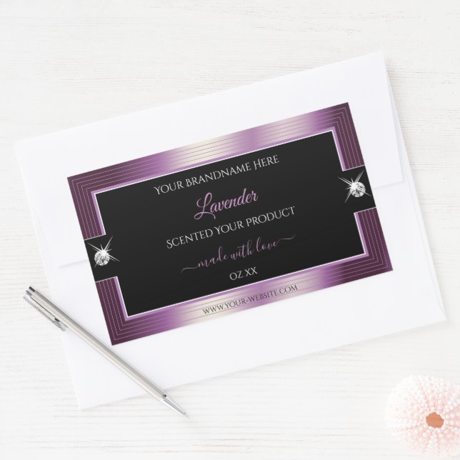 Luxury Black Purple Shiny Brilliants Product Label (Envelope)