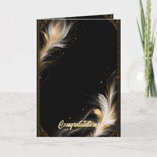 Luxury Black Quartz Gold Crystals Geometric Art Card