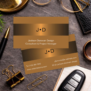 Luxury Black Red Copper Minimalist Metallic Art Business Card
